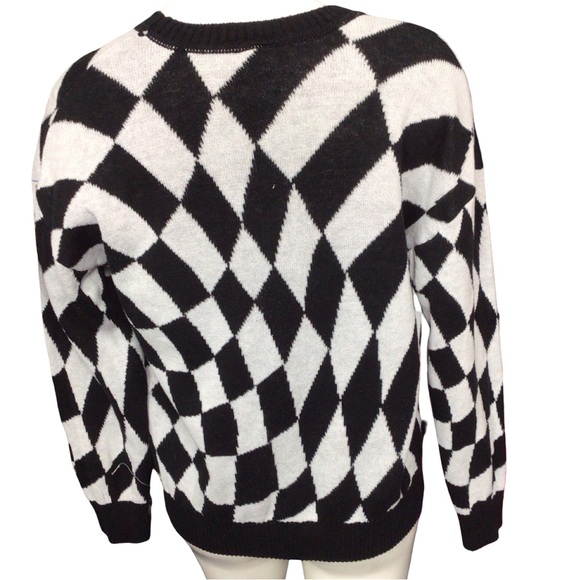 Disney Checkered Mickey Mouse Sweater - Black, White, Red, Yellow - Picture 2 of 5
